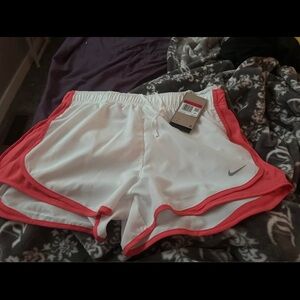 Nike Women's Athletic Shorts in White and Orange (not pink)